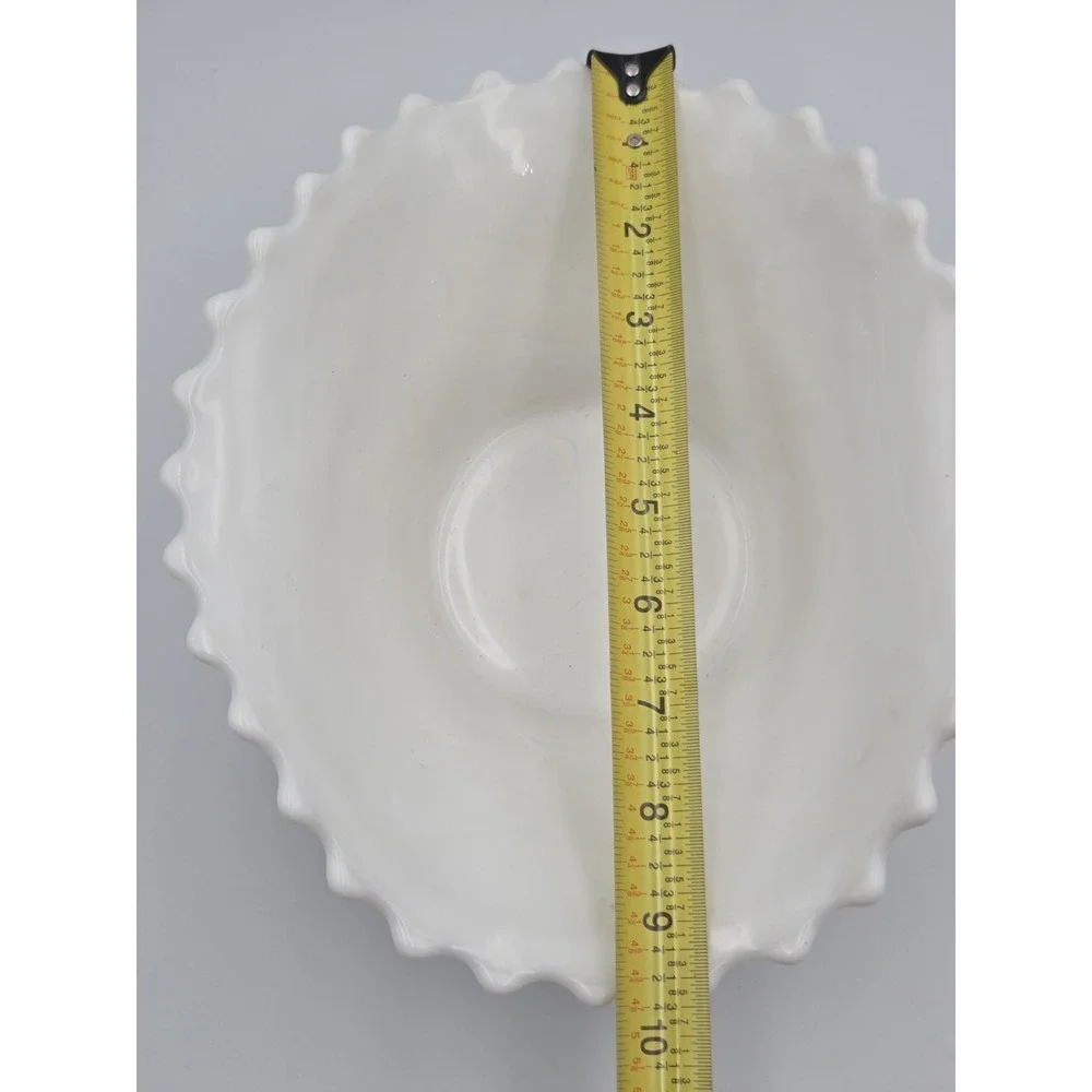 Vintage Large Oval Bowl Westmoreland White Milk Glass Scalloped English Hobnail